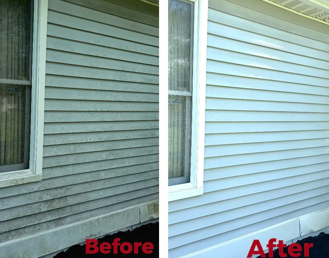 House siding before and after soft washing